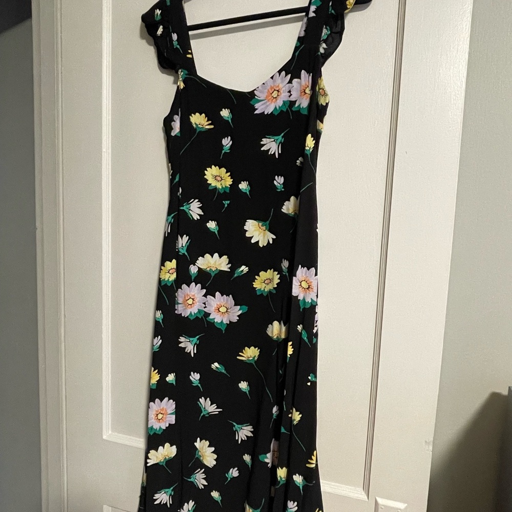 LOFT Black Maxi Dress with Floral Print